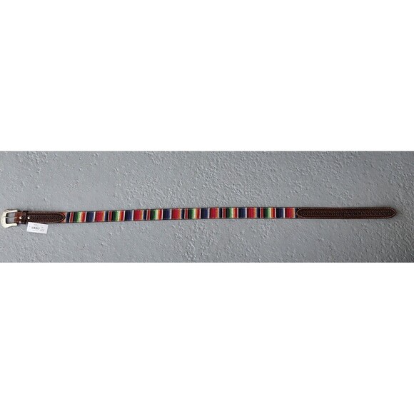 Twisted X Western Serape‎ Stripe Brown Leather Geometric Tooled Billet Size 42 - Picture 9 of 10